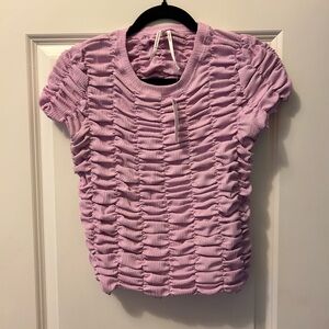 Anthropologie Lilac Ruched Baby Tee Small